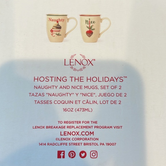 Lenox Naughty & Nice Set of 2 Holiday Mugs - Picture 3 of 8